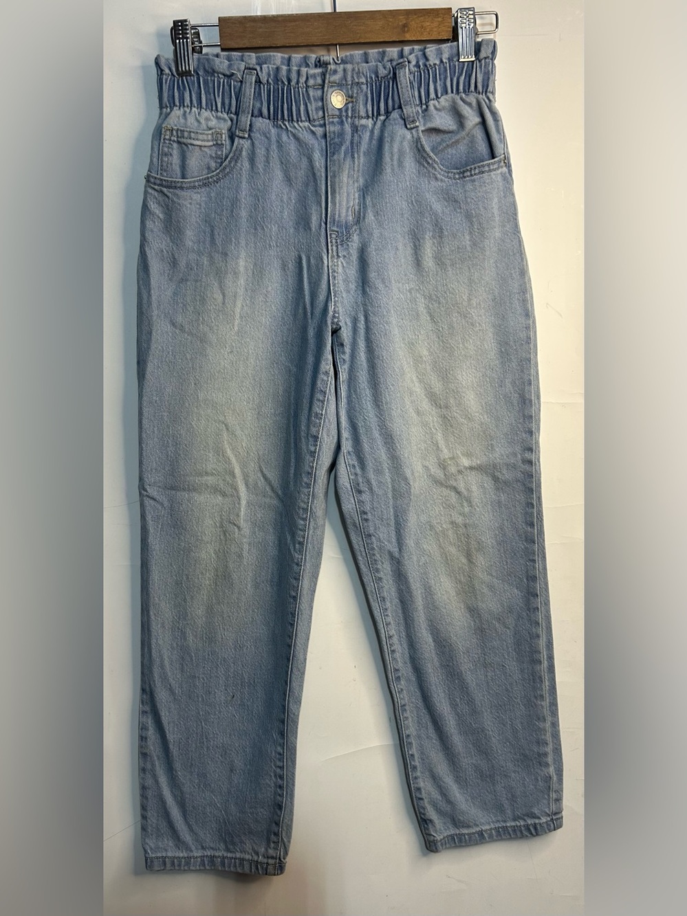 Cat & Jack Light Washed Paperbag Waist Jeans Girls Size 14